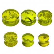 Ear piercing - plug, fake green amber