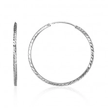 Silver hoops 925 - thin circles with hollows, 30 mm