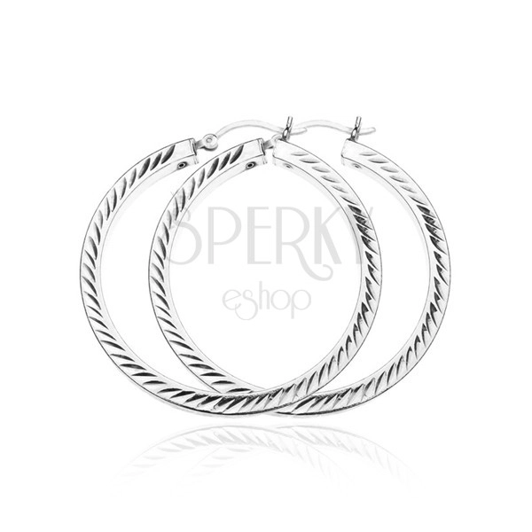 Circles made of 925 silver - engraved double leafs, 40 mm