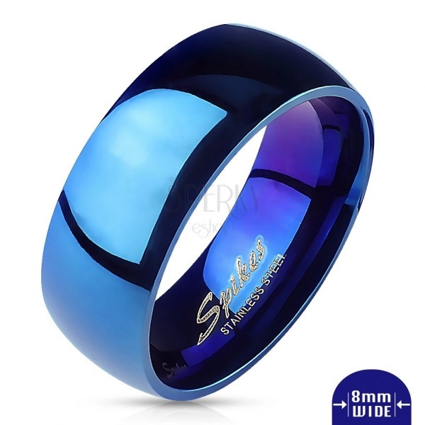 Ring made of steel - shiny blue band