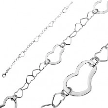 Silver bracelet 925 - shiny heart eyelets