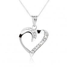 Necklace made of silver 925 - twisted silhouette of heart with zircons