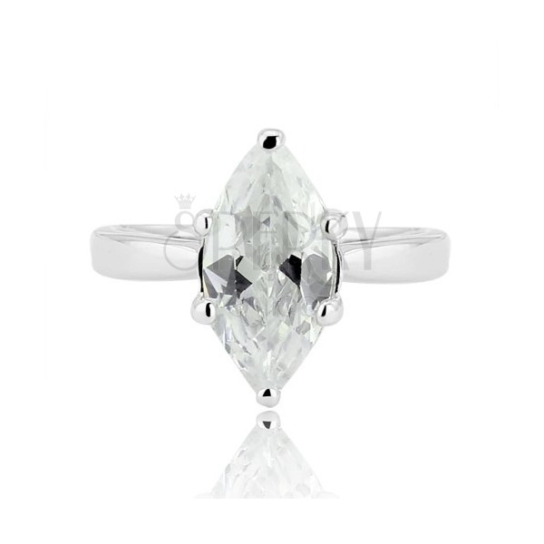 Silver ring 925 - big ground zircon in grain shape