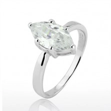 Silver ring 925 - big ground zircon in grain shape