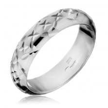 Ring made of 925 silver - lustrous engraved rays