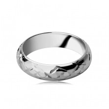 Ring made of 925 silver - lustrous engraved rays