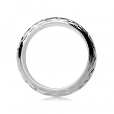 Silver ring, 925 - engraved braided eyelets