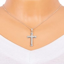 Silver pendant 925 - cross with tripple tip