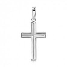 Cross made of 925 silver - double parallel stripes