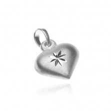 Silver pendant 925 - matt heart with shiny star