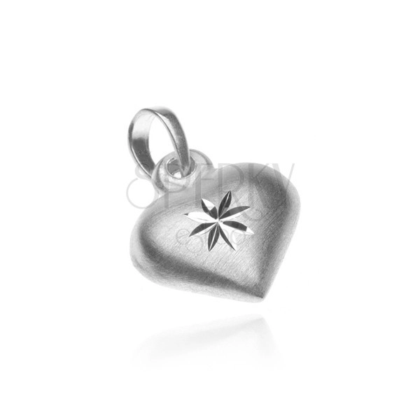 Silver pendant 925 - matt heart with shiny star