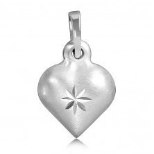 Silver pendant 925 - matt heart with shiny star