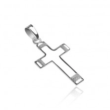 Pendant made of 925 silver - cross with engraved matt rope on tips