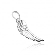 Pendant made of silver 925 - glistening wing with engraved feathers