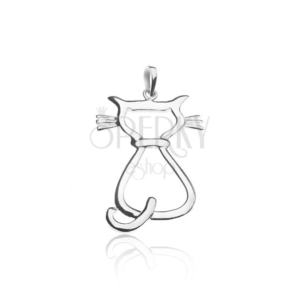 Pendant made of 925 silver - sitting cat