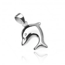 Silver pendant - shiny jumping dolphin