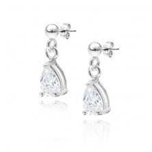 Earrings made of 925 silver - dangling tears with clear zircons