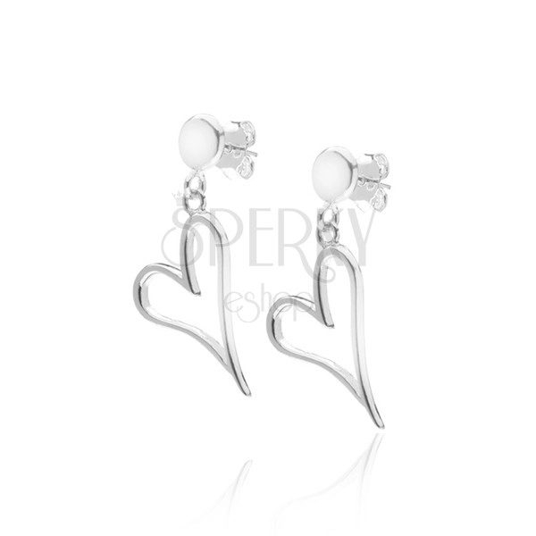 Earrings made of 925 silver - irregular oblong heart contour