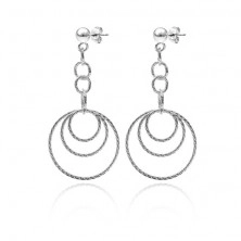 Earrings made of 925 silver - hanging enlarging circles with knurling