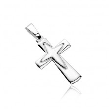 Silver pendant - cross with pointed cross contour in middle