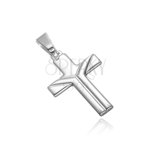 Pendant made of 925 silver - cross with grooves in "Y" shape