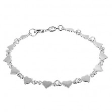 Bracelet made of 925 silver - shiny flat hearts