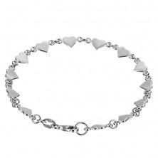 Bracelet made of 925 silver - shiny flat hearts