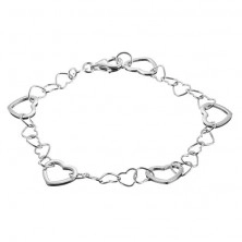 Bracelet made of 925 silver - small and large heart eyelets