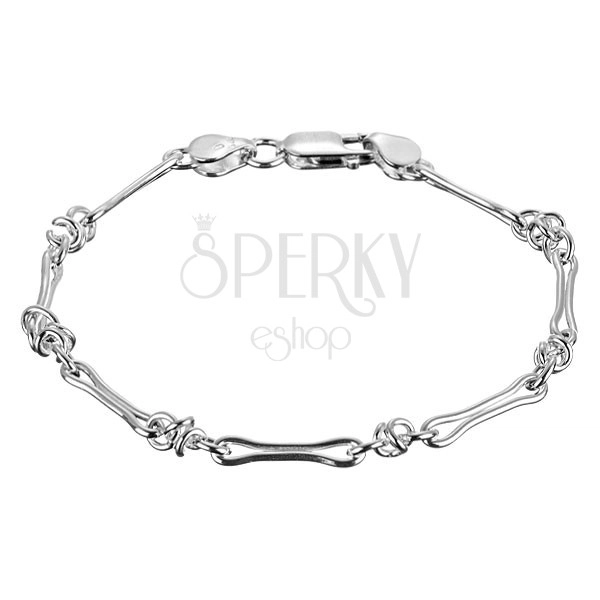 Silver bracelet - motif of little interlocking bones