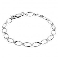 Wrist chainlet made of 925 silver - large ovals joined up by hoops