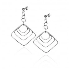 Earrings made of 925 silver - squares hung on little circles