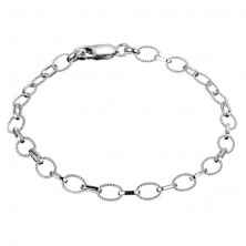 Bracelet made of 925 silver - chain with knurled and shiny eyelets