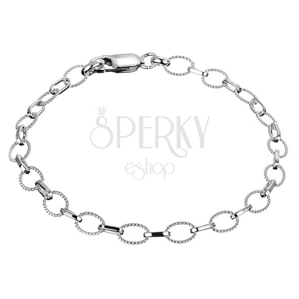 Bracelet made of 925 silver - chain with knurled and shiny eyelets