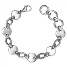 Bracelet made of 316L steel, round and oval links, silver colour