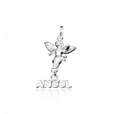 Silver pendant - little angel with inscription ANGEL