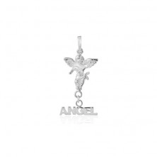 Silver pendant - little angel with inscription ANGEL