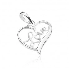 Pendant made of 925 silver - inscription LOVE inside of heart