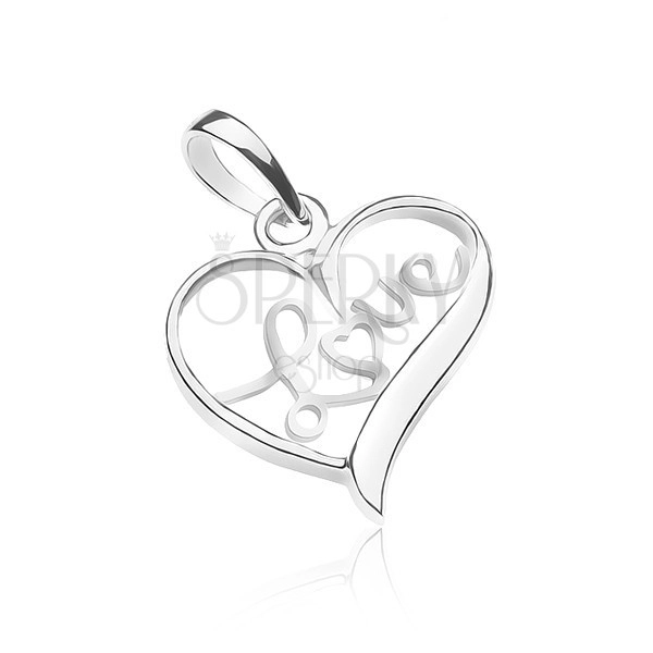 Pendant made of 925 silver - inscription LOVE inside of heart