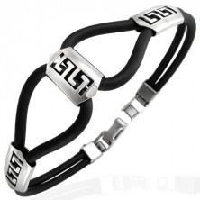 Black silicone bracelet with Greek key ornament