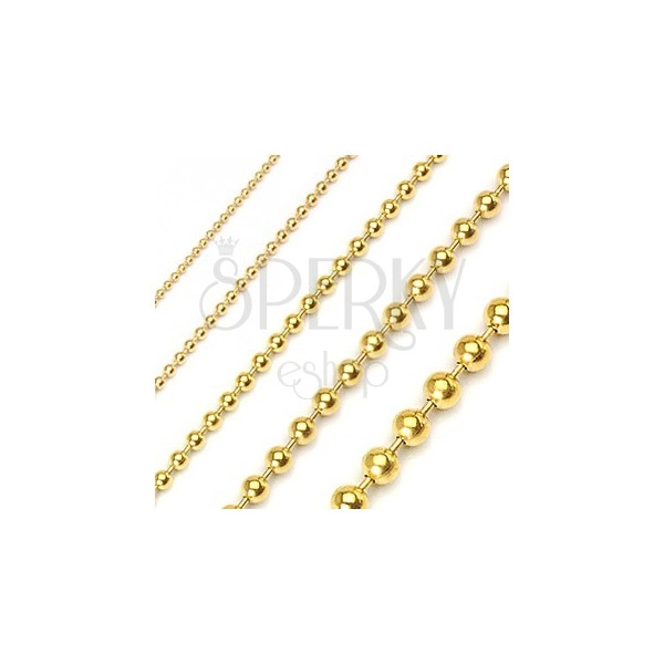 Stainless steel military style ball chain - gold plated