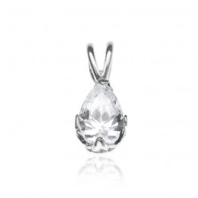 Silver pendant - zircon tear in decorative mount