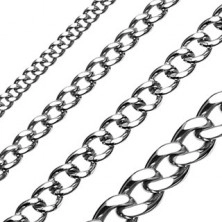 Stainless steel chain, glossy smooth links with flattened surface