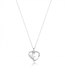 Necklace made of 925 silver - heart-shaped contour, LOVE inscription