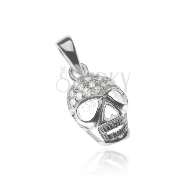 Pendant made of 925 silver - scull embedded with zircons