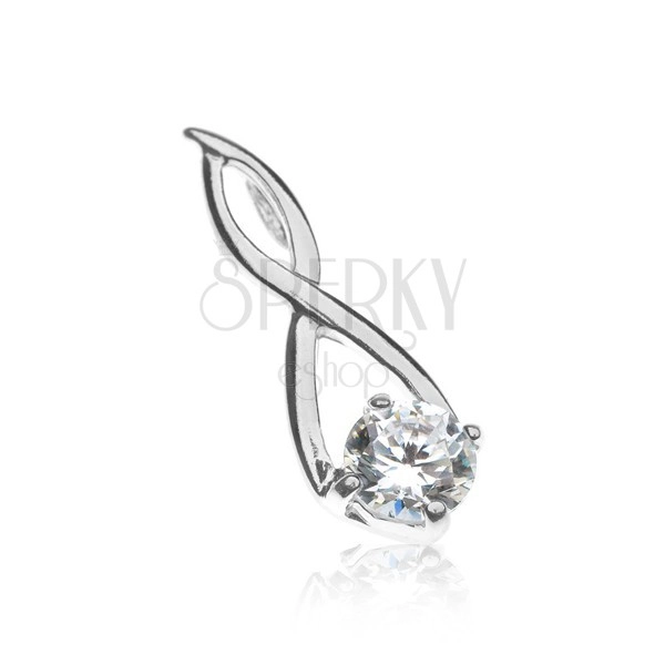 Pendant made of 925 silver - tear with loop and clear zircon