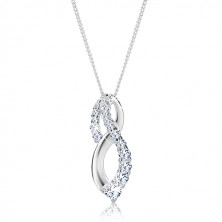 Silver necklace - twisted eight with sparkling zircons