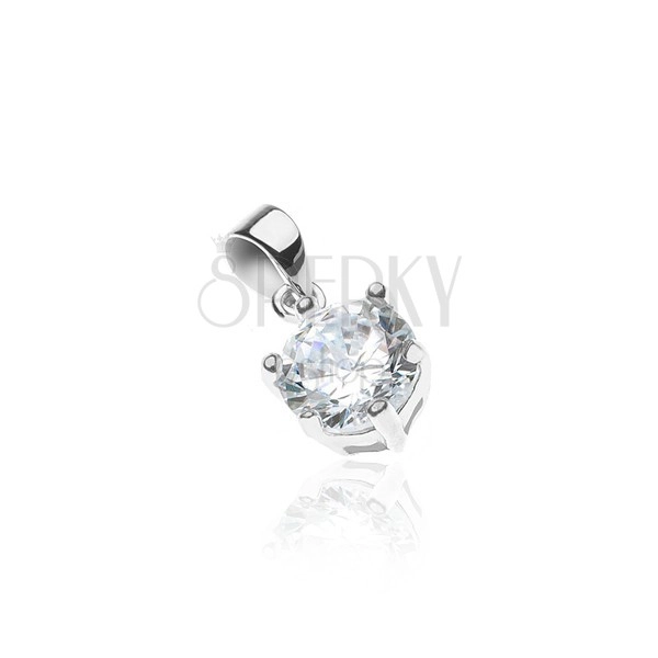 Pendant made of 925 silver - sparkling clear zircon, multi-pin fastening