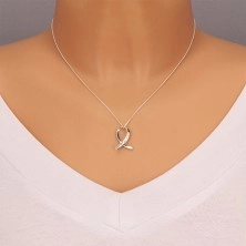 Chain and pendant made of 925 silver - shiny ribbon with zircons