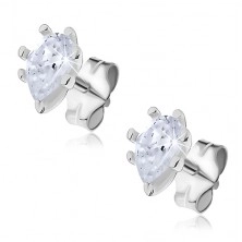 Silver earrings - zircon tears gripped by prongs