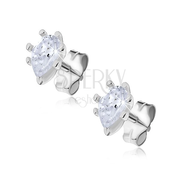 Silver earrings - zircon tears gripped by prongs